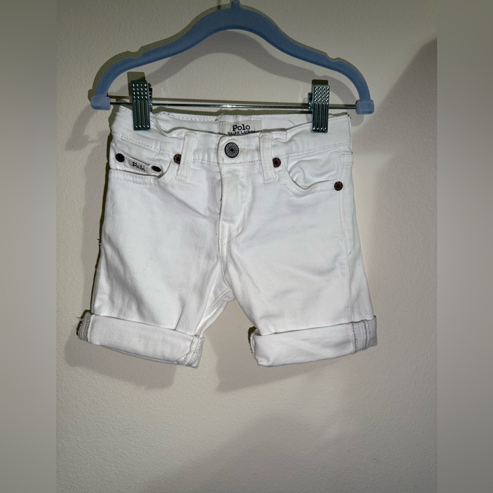 Polo Ralph Lauren White Roll-Cuff Denim Shorts